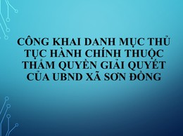 Công khai danh mục thủ tục hành chính thuộc thẩm quyền giải quyết của UBND xã Sơn Đồng
