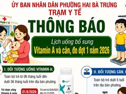 Phường Hai Bà Trưng: Thông báo Lịch uống bổ sung Vitamin A và cân, đo đợt 1 năm 2026.