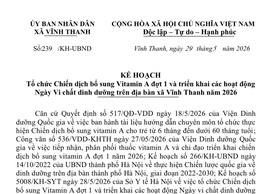 Vĩnh Thanh triển khai Chiến dịch bổ sung Vitamin A đợt 1 và Ngày Vi chất dinh dưỡng năm 2026