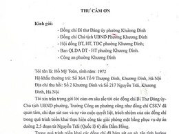 Phường Khương Đình: Lan tỏa tinh thần đồng thuận, trách nhiệm qua thư cảm ơn của công dân về công tác giải phóng mặt bằng Dự án đường Vành đai 2,5