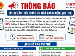 THÔNG BÁO HỖ TRỢ XÁC THỰC THÔNG TIN THUÊ BAO DI ĐỘNG (VIETTEL)
