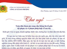 Thư ngỏ toàn dân tham gia cung cấp thông tin tố giác tội phạm và vi phạm pháp luật về ma túy