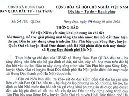 THÔNG BÁO
Về việc niêm yết công khai phương án bồi thường chi tiết bồi thường, hỗ trợ giải phóng mặt bằng khi nhà nước thu hồi đất thực hiện dự án: Đầu tư xây dựng công trình cầu Tân Phú bắc qua Sông Đáy