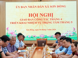 UBND xã Sơn Đồng tổ chức Hội nghị giao ban tháng 4, triển khai nhiệm vụ trọng tâm tháng 5 năm 2026