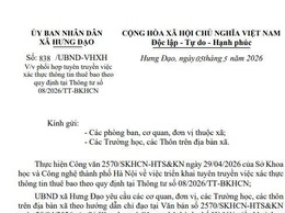 V/v phối hợp tuyên truyền việc xác thực thông tin thuê bao theo quy định tại Thông tư số 08/2026/TT-BKHCN