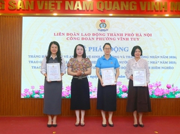 Công đoàn phường Vĩnh Tuy quan tâm chăm lo tới người lao động mắc bệnh hiểm nghèo nhân dịp Tháng Công nhân năm 2026 .