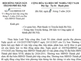 LỊCH TIẾP CÔNG DÂN CỦA ĐẠI BIỂU HĐND THÀNH PHỐ HÀ NỘI THÁNG 5, 6 NĂM 2026