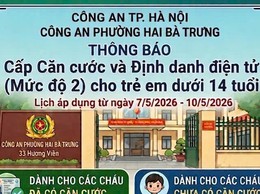 Công an phường Hai Bà Trưng: Thông báo Lịch cấp căn cước và định danh điện tử (mức độ 2) cho trẻ em dưới 14 tuổi.