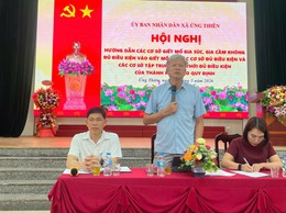 UBND xã Ứng Thiên tổ chức hội nghị hướng dẫn hoạt động giết mổ động vật bảo đảm vệ sinh thú y, an toàn thực phẩm