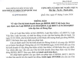 THÔNG BÁO
Về việc Chủ hộ kinh doanh tham gia BHXH, BHYT bắt buộc theo quy định của Luật BHXH số 41/2024/QH15; Luật BHYT số 51/2024/QH15 trên địa bàn xã Hưng Đạo