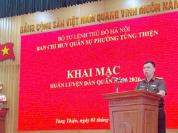 Ban Chỉ huy Quân sự phường Tùng Thiện tổ chức khai mạc huấn luyện dân quân tự vệ năm 2026