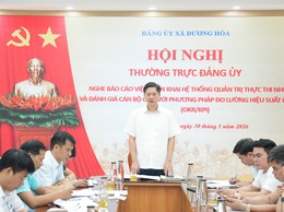 Thường trực Đảng uỷ xã nghe cáo báo công tác triển khai hệ thống OKR/KPI trên không gian làm việc số HanoiWork 