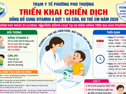 Phường Phú Thượng đồng loạt tổ chức cho trẻ uống bổ sung Vitamin A và cân, đo trẻ em đợt 1 năm 2026