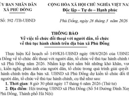 Thông báo tổ chức đối thoại với người dân, tổ chức về thủ tục hành chính trên địa bàn xã Phù Đổng