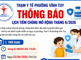 THÔNG BÁO
LỊCH TIÊM CHỦNG MỞ RỘNG THÁNG 6/2026
