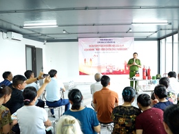 Diễn tập PCCC và cứu hộ cứu nạn, vận hành máy bơm chữa cháy tại thôn Minh Hoà 1 xã Dương Hoà