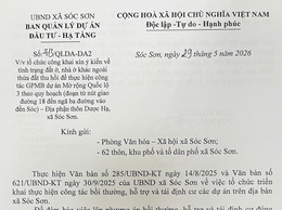 XÃ SÓC SƠN XIN Ý KIẾN VỀ TÌNH TRẠNG ĐẤT Ở, NHÀ Ở KHÁC NGOÀI THỬA ĐẤT THU HỒI ĐỂ THỰC HIỆN CÔNG TÁC GPMB DỰ ÁN MỞ RỘNG QUỐC LỘ 3 THEO QUY HOẠCH