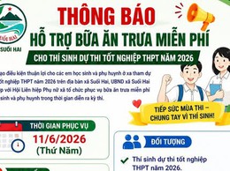 Xã Suối Hai tổ chức hỗ trợ bữa ăn trưa miễn phí cho thí sinh dự thi tốt nghiệp THPT năm 2026