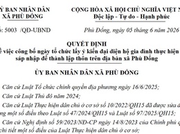 Quyết định Công bố ngày tổ chức lấy ý kiến đại diện hộ gia đình thực hiện sáp nhập để thành lập thôn trên địa bàn xã Phù Đổng