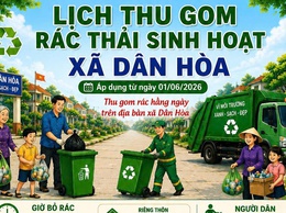 THÔNG BÁO LỊCH THU GOM RÁC THẢI SINH HOẠT & RÁC TÁI CHẾ TRÊN ĐỊA BÀN XÃ DÂN HÒA (từ ngày 01/6/2026)