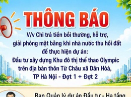 THÔNG BÁO CHI TRẢ TIỀN BỒI THƯỜNG GIẢI PHÓNG MẶT BẰNG – DỰ ÁN KHU ĐÔ THỊ THỂ THAO OLYMPIC
