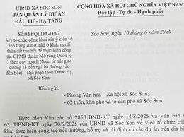 CÔNG KHAI TÌNH TRẠNG ĐẤT Ở, NHÀ Ở KHÁC NGOÀI THỬA ĐẤT THU HỒI PHỤC VỤ GPMB DỰ ÁN MỞ RỘNG QUỐC LỘ 3 - ĐỊA PHẬN THÔN DƯỢC HẠ, XÃ SÓC SƠN