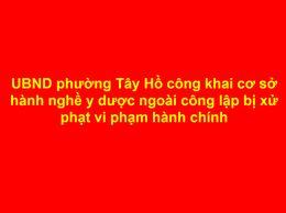 UBND phường Tây Hồ công khai cơ sở hành nghề y dược ngoài công lập bị xử phạt vi phạm hành chính