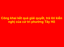Công khai kết quả giải quyết, trả lời kiến nghị của cử tri phường Tây Hồ