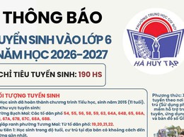 THÔNG TIN TUYỂN SINH NĂM HỌC 2026-2027 : THCS HÀ HUY TẬP RỘNG MỞ CHỜ ĐÓN CÁC EM HỌC SINH!