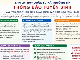 Thông báo tuyển sinh vào trường Thiếu sinh quân Miền Bắc năm học 2026-2027