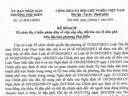 Kế hoạch tổ chức lấy ý kiến nhân dân về việc sắp xếp, đổi tên các tổ dân phố trên địa bàn phường Phú Diễn