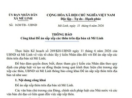 Công khai Đề án sắp xếp các thôn trên địa bàn xã Mê Linh