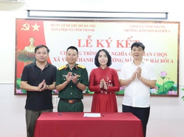 Ban Chỉ huy Quân sự xã Vĩnh Thanh kết nghĩa với Trường Mầm non Hải Bối A: Gắn kết quân - dân, chung tay chăm lo thế hệ trẻ