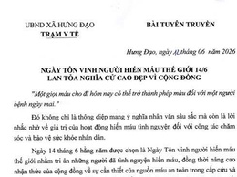 NGÀY TÔN VINH NGƯỜI HIẾN MÁU THẾ GIỚI 14/6 LAN TỎA NGHĨA CỬ CAO ĐẸP VÌ CỘNG ĐỒNG
