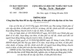 CÔNG KHAI DỰ THẢO ĐỀ ÁN SẮP XẾP THÔN, TỔ DÂN PHỐ TRÊN ĐỊA BÀN XÃ SÓC SƠN