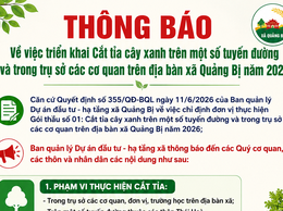 Thông báo Cắt tỉa cây xanh trên một số tuyến đường và trong trụ sở các cơ quan trên địa bàn xã Quảng Bị năm 2026