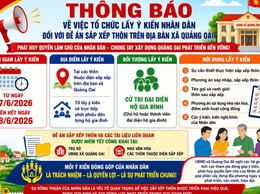 UBND xã Quảng Oai thông báo về việc tổ chức lấy ý kiến Nhân dân đối với Đề án sắp xếp thôn trên địa bàn xã Quảng Oai.