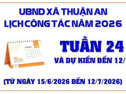 Lịch công tác tuần 24 của UBND xã