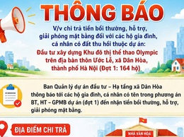 THÔNG BÁO V/v Chi trả tiền bồi thường, hỗ trợ, giải phóng mặt bằng đối với các hộ gia đình, cá nhân có đất thu hồi thuộc dự án: