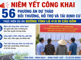 Niêm yết công khai 56 phương án dự thảo bồi thường, hỗ trợ và tái định cư thực hiện Dự án đường Tỉnh lộ 419 đi Cầu Gốm