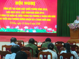 UBND xã tổng kết thi hành pháp luật về Luật Quốc phòng, Luật Dân quân tự vệ, Luật Giáo dục Quốc phòng và an ninh và sơ kết công tác quân sự, quốc phòng sáu tháng đầu năm.
