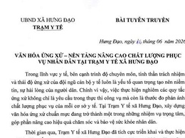 VĂN HÓA ỨNG XỬ – NỀN TẢNG NÂNG CAO CHÁT LƯỢNG PHỤC VỤ NHÂN DÂN TẠI TRẠM Y TẾ XÃ HƯNG ĐẠO