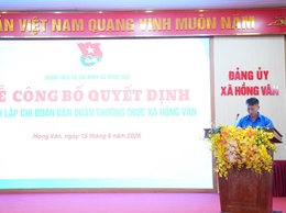 Lễ công bố quyết định thành lập chi đoàn dân quân thường trực xã Hồng Vân