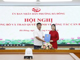 Phường Hà Đông công bố quyết định điều động, bổ nhiệm 02 Hiệu trưởng các trường công lập trên địa bàn