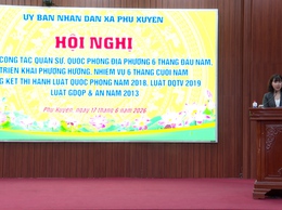 Xã Phú Xuyên sơ kết công tác quốc phòng địa phương 6 tháng đầu năm 2026 và tổng kết thi hành các luật về quốc phòng