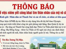 THÔNG BÁO Về việc niêm yết công khai tìm thân nhân của mộ vô chủ