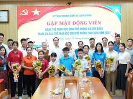 UBND xã Sơn Đồng gặp mặt, động viên học sinh tham gia Giải thể thao học sinh cấp quốc gia