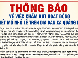 Xã Quảng Bị thông báo chấm dứt hoạt động giết mổ gia súc, gia cầm nhỏ lẻ từ ngày 26/6/2026