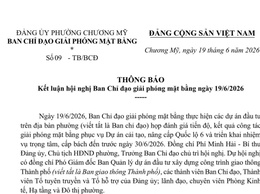 Thông báo kết luận hội nghị Ban Chỉ đạo giải phóng mặt bằng ngày 19/6/2026