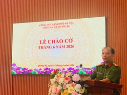Công an xã Quảng Bị tổ chức Lễ chào cờ Tổ quốc tháng 6 năm 2026 và tập huấn điều lệnh, quân sự, võ thuật CAND
